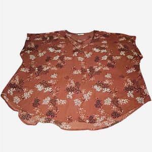 Maurices Rust and Cream Floral Blouse